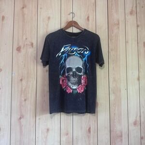 Poison Original Tshirt Mens Size‎ Small Distress Black Graphic Tee Metal Band